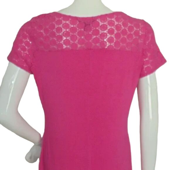 TOMMY BAHAMA Dress, M, Pink, Crochet Neck/hem, Short sleeves, Solid, Scoop neck - Picture 9 of 13